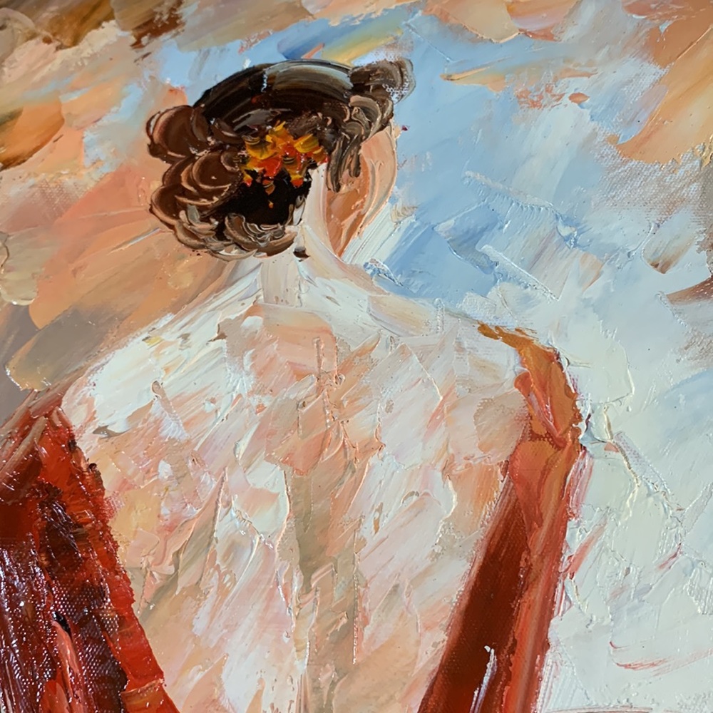 Beautiful woman original oil painting. Painting 21 x 24.5. Canvas 23.25 x 27 - Picture 6 of 8